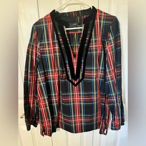 Jcrew Tartan Plaid Popover Top